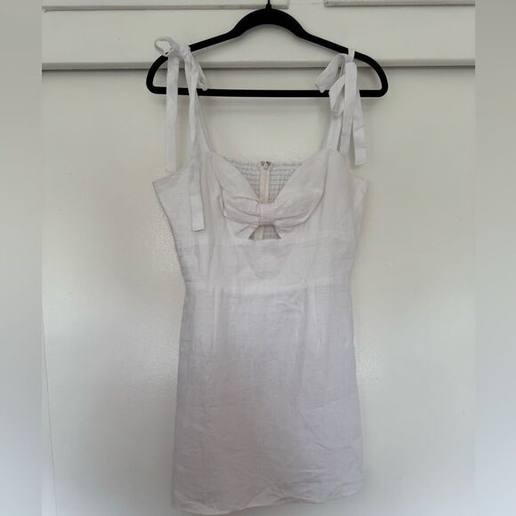 NWT Reformation White Pearson Linen Mini Dress Size 10 - Picture 3 of 7